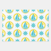 帆船パタ航海のーン海ビーチイエローブルー ラッピングペーパーシート (正面)