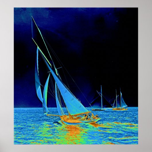 帆船パポオース1887着色済み ポスター (正面)
