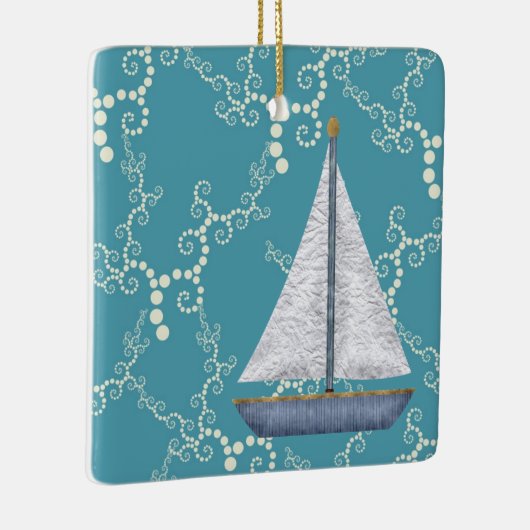 帆船パーソナライズされた帆船の航海のクリスマス セラミックオーナメント (右)
