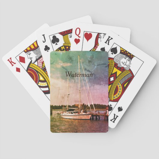 帆船パーソナライズされた港ヴィンテージ嵐の醸造 トランプ (裏面)