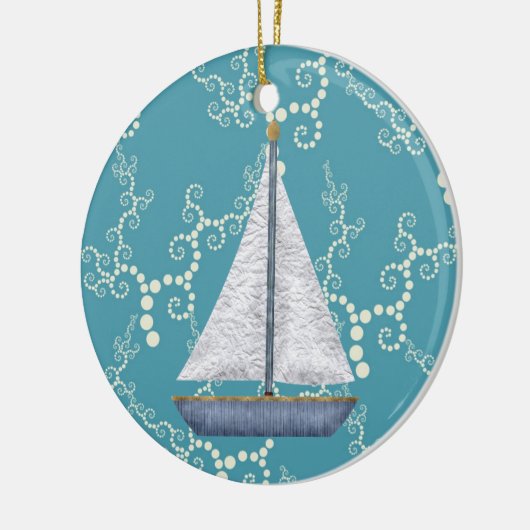 帆船パーソナライズされた航海のと旋回水 セラミックオーナメント (左)