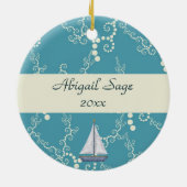 帆船パーソナライズされた航海のと旋回水 セラミックオーナメント (裏面)