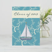 帆船パーソナライズされた航海の卒業招待状 招待状 (スタンド正面)