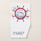 帆船パーソナライズされた航海の バスタオルセット (ハンドタオル)