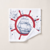 帆船パーソナライズされた航海の バスタオルセット (ウォッシュタオル)