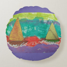 帆船パープルウォーター ラウンドクッション