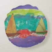帆船パープルウォーター ラウンドクッション (裏面)