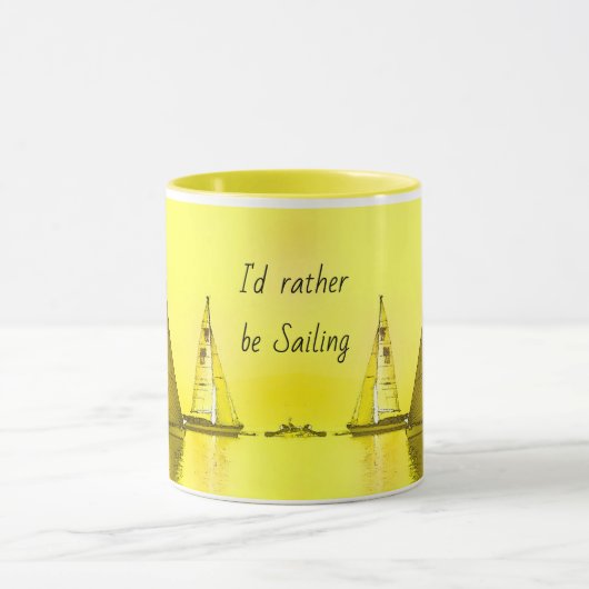 帆船ファインアート私はヨット引用文 マグカップ (中央)