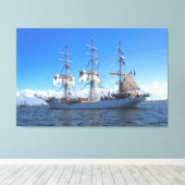 帆船フラッグス飛んでいるキャンバスアート キャンバスプリント (インサイチュ (ウッドフロア))