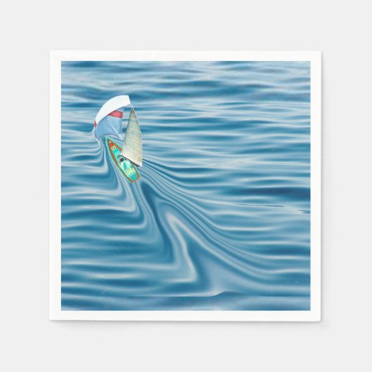 帆船フルセイルとスピンナカー スタンダードカクテルナプキン (正面)