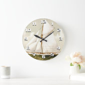 帆船プリント ラージ壁時計 (ホーム)
