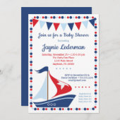 帆船ベビーシャワー招待状ボーイズセールボート 招待状 (正面/裏面)