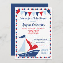 帆船ベビーシャワー招待状ボーイズセールボート