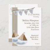 帆船ベビーシャワー葉書招待状 インビテーションポストカード (正面/裏面)