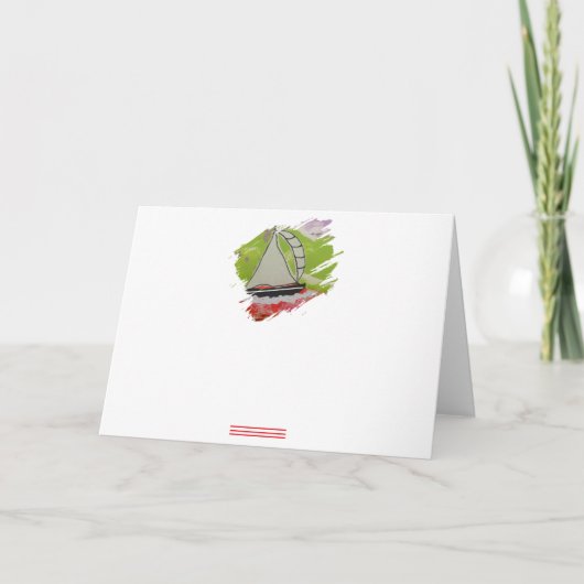 帆船ペイントストローク ノートカード (正面)
