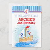 帆船ボーイ航海のズ第2誕生日招待状 招待状 (正面)