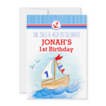 帆船ボーイ航海のズ1歳誕生日招待状