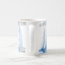 帆船マグ：水彩パターン コーヒーマグカップ