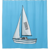 帆船マンガイラストレーション シャワーカーテン (正面)