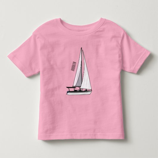 帆船マンガイラストレーション トドラーTシャツ (正面)