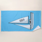 帆船マンガイラストレーション ビーチタオル (正面)