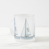 帆船マンガイラストレーション フロストグラスマグカップ (正面左)