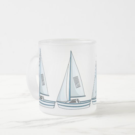 帆船マンガイラストレーション フロストグラスマグカップ (正面左)