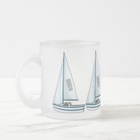 帆船マンガイラストレーション フロストグラスマグカップ (左)