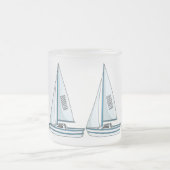 帆船マンガイラストレーション フロストグラスマグカップ (中央)