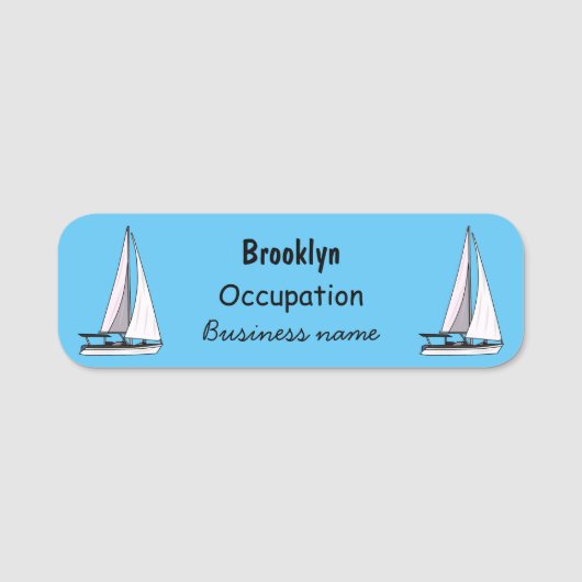 帆船マンガイラストレーション 名札 (正面)