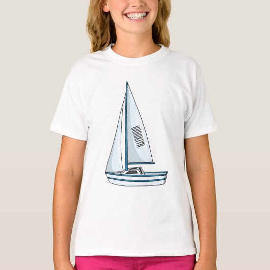 帆船マンガイラストレーション Tシャツ (正面)