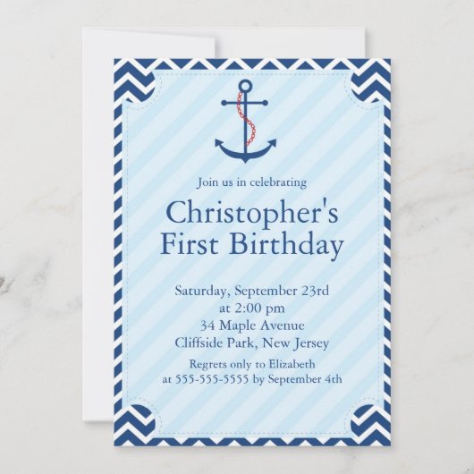 帆船モダンいかり誕生会 招待状 (正面)