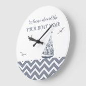 帆船モダンのグレーカラースキーム ラージ壁時計 (傾斜)