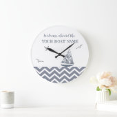 帆船モダンのグレーカラースキーム ラージ壁時計 (ホーム)