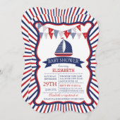 帆船モダン航海の赤ちゃんシャワー招待状 招待状 (正面/裏面)