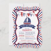 帆船モダン航海の赤ちゃんシャワー招待状 招待状 (正面)