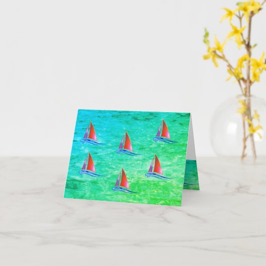 帆船モダン船 カード (黄色い花)