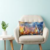 帆船レース抽象芸術モダンブルーレッドサンルー ランバークッション (椅子)