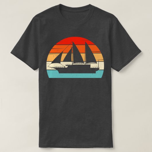 帆船ヴィンテージ帆船セーリング Tシャツ (デザイン正面)