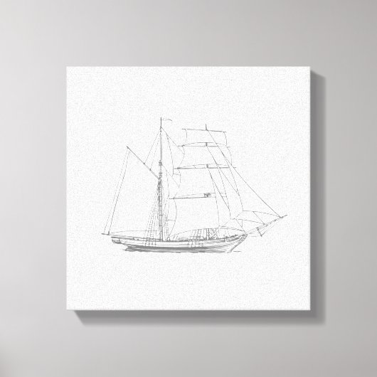 帆船ヴィンテージ帆船 キャンバスプリント (正面)