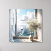 帆船付き窓海表示 キャンバスプリント (正面)