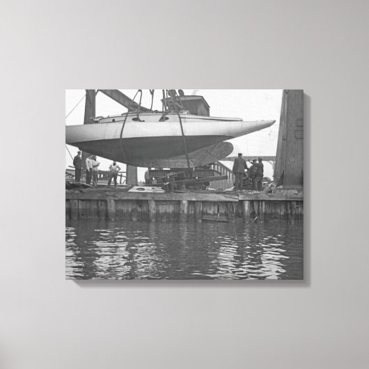 帆船修理円1910シカゴリバーボートb キャンバスプリント (正面)