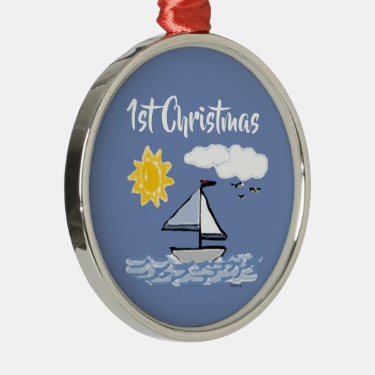 帆船初めてのクリスマスアニメート メタルオーナメント (右)