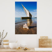 帆船及び貝殻 |モザンビーク、ベンゲラロッジ ポスター (キッチン)