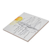 帆船反射|コンカルノー、ブルタニー タイル (側面)