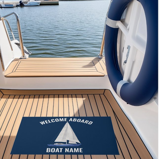 帆船名 ドアマット (custom name sail boat yacht doormat with custom boat name)