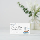 帆船少年航海の赤ちゃんシャワーおむつラッフル エンクロージャーカード (スタンド正面)