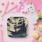 帆船幽霊のよく出るウッドブロック1 ペーパープレート (パーティー)