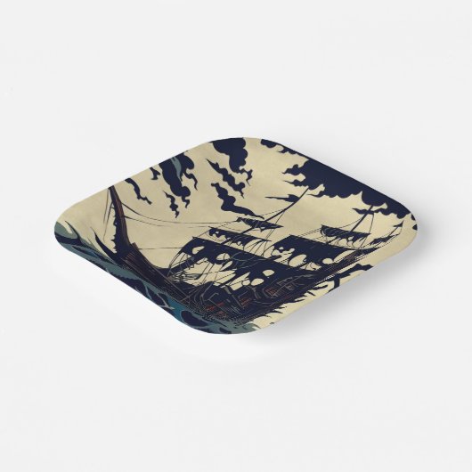 帆船幽霊のよく出るウッドブロック1 ペーパープレート (傾斜あり)