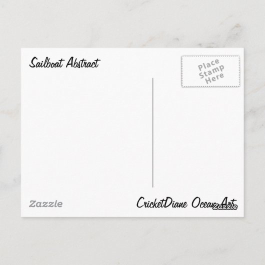 帆船抽象芸術ターコイズシー ポストカード (裏面)